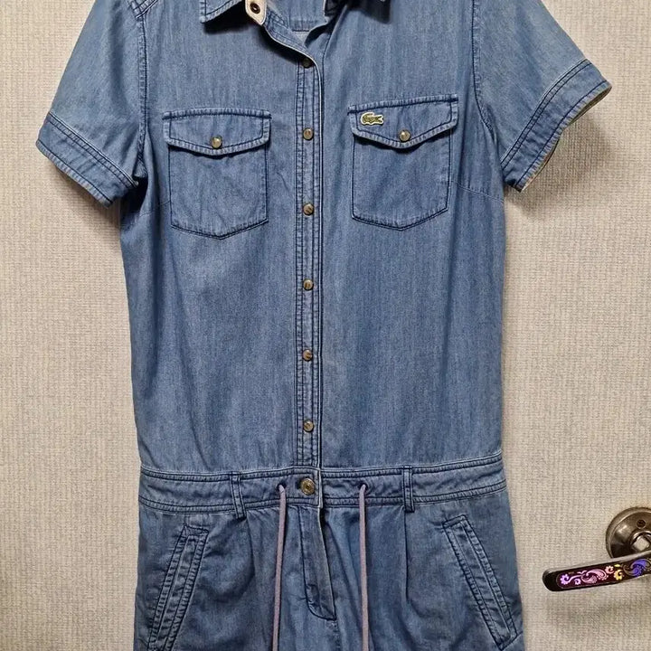 [BUNJANG] Lacoste Denim Short Jumpsuit / 라코스테 데님 숏 점프수트 34/55~66