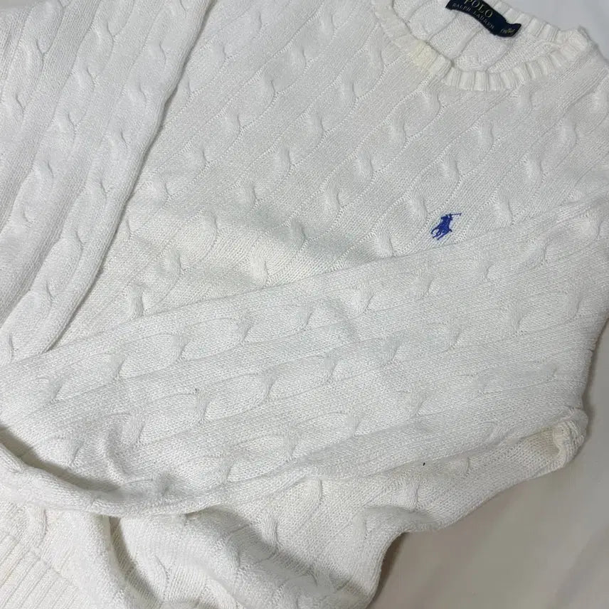 [BUNJANG] Polo Ralph Lauren Cable Knit Sweater / 폴로 랄프로렌 케이블 니트 화이트