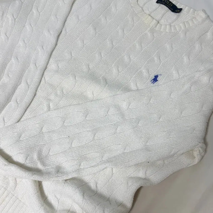 [BUNJANG] Polo Ralph Lauren Cable Knit Sweater / 폴로 랄프로렌 케이블 니트 화이트