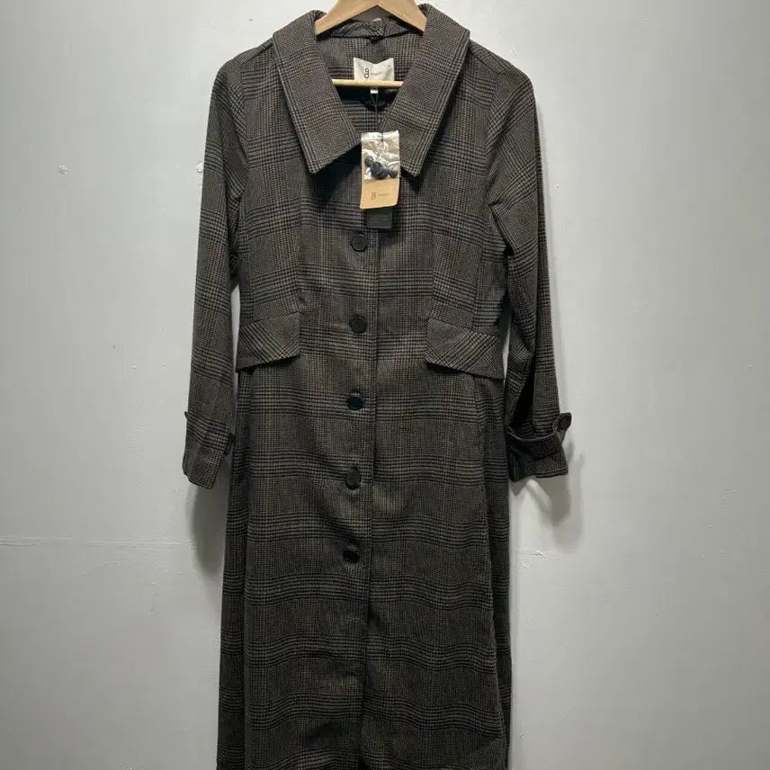 [BUNJANG] Seconds Long Coat Brown 55 / seconds 체크 롱 코트 브라운 55 새상품 롱