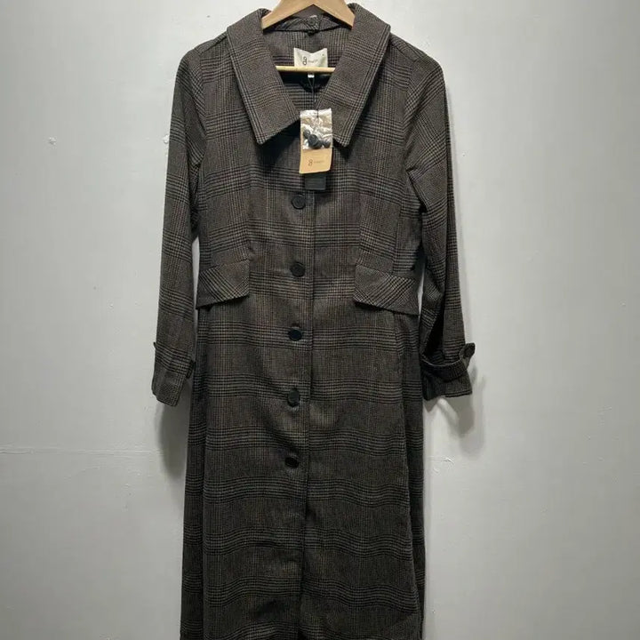 [BUNJANG] Seconds Long Coat Brown 55 / seconds 체크 롱 코트 브라운 55 새상품 롱
