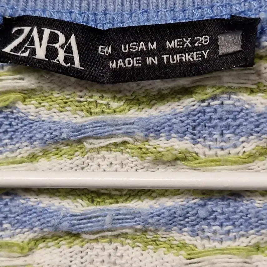 [BUNJANG] ZARA Patterned Polo Knit Top / 자라 ZARA 패턴 카라 반팔 니트티 M/95