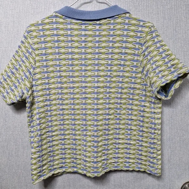[BUNJANG] ZARA Patterned Polo Knit Top / 자라 ZARA 패턴 카라 반팔 니트티 M/95
