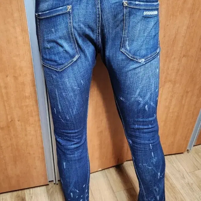 [BUNJANG] DSQUARED2 Pink Layered Painting Distressed Denim Jeans / [DSQUARED2] 디스퀘어드2 핑크 밴딩 레이어드 페인팅 디스 데님