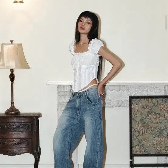 [BUNJANG] Please No Follow Cindy Shirt Top White M / 플리즈노팔로우 신디 셔츠탑 화이트M