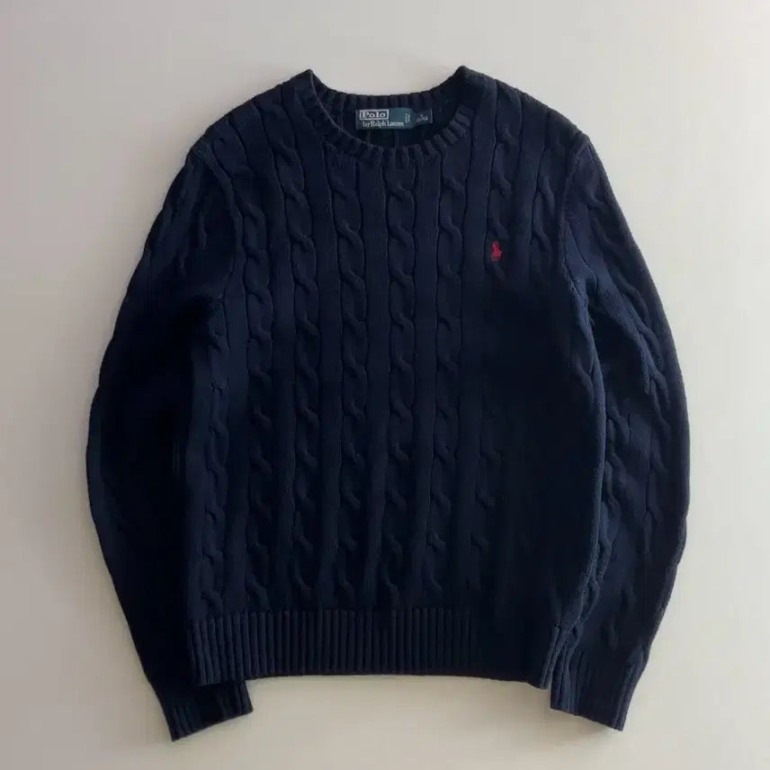 [BUNJANG] Polo Ralph Lauren Cable Knit Sweater / 폴로 랄프로렌 네이비 케이블 니트 M