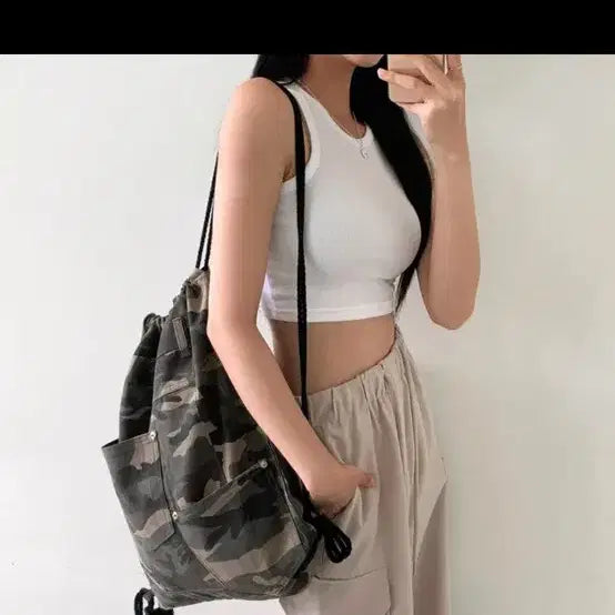 [BUNJANG] Ably Military String Bag / 에이블리 밀리터리 스트링백