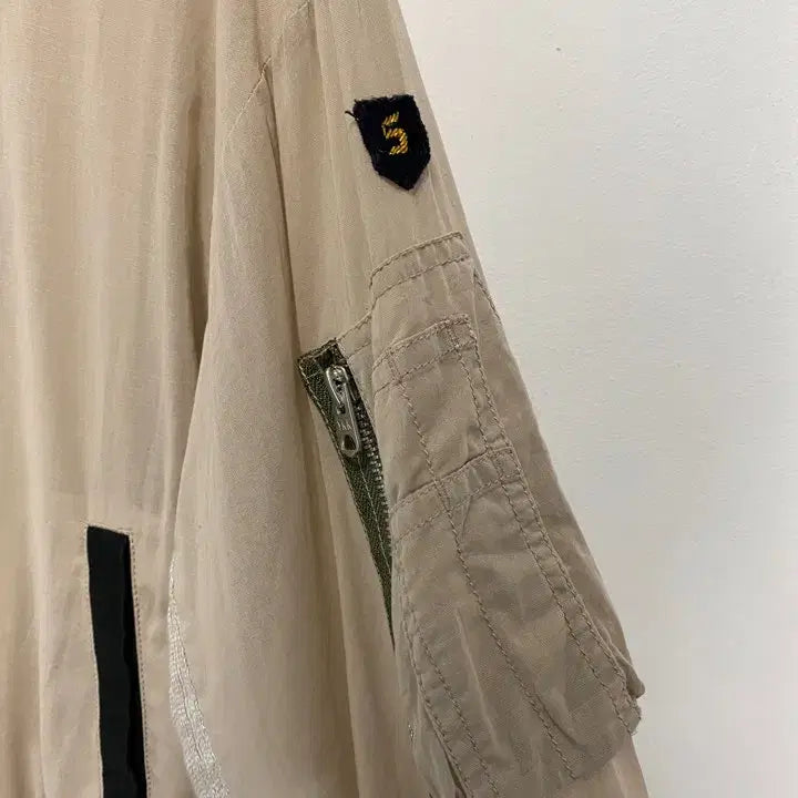 [BUNJANG] BLANC Cotton Linen Blouson Jacket / 빈티지 BLANC 코튼 리넨 페브릭 루즈핏 블루종