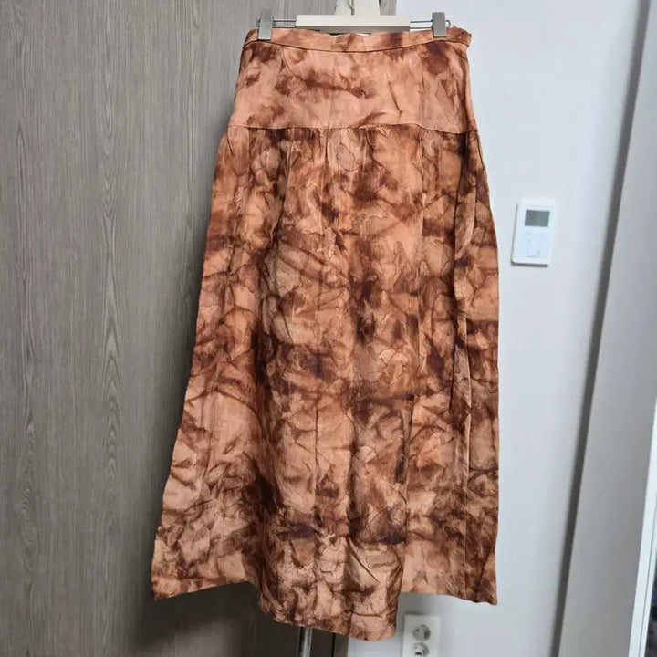 [BUNJANG] Natural Dye Linen and Ramie Blend Long Skirt - Brown / 천연염색 인견+모시 롱 스커트 브라운