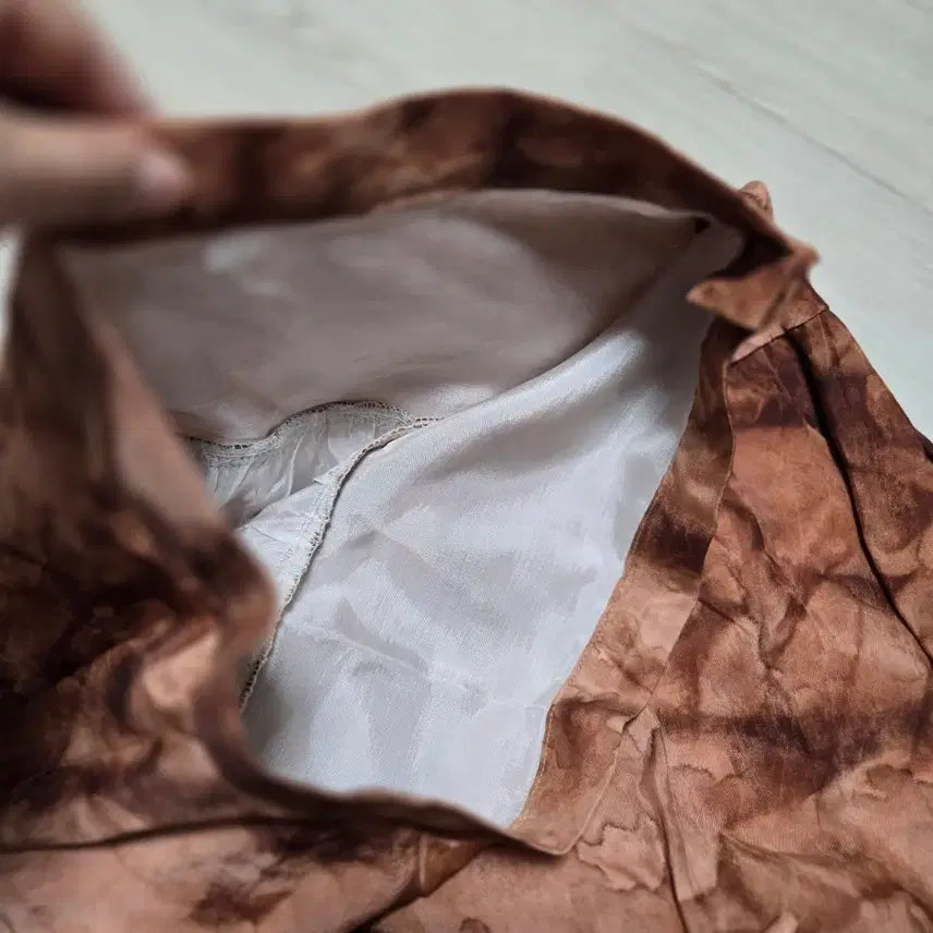 [BUNJANG] Natural Dye Linen and Ramie Blend Long Skirt - Brown / 천연염색 인견+모시 롱 스커트 브라운
