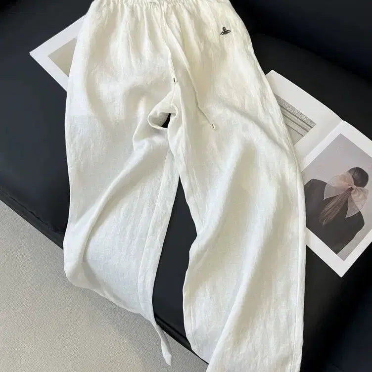 [BUNJANG] Vivienne Westwood Linen Wide Pants - White / 비비안 웨스트우드 린넨 와이드 팬츠 / 화이트
