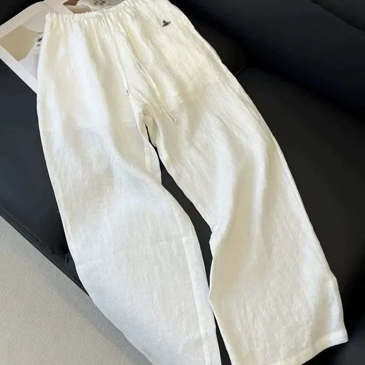 [BUNJANG] Vivienne Westwood Linen Wide Pants - White / 비비안 웨스트우드 린넨 와이드 팬츠 / 화이트
