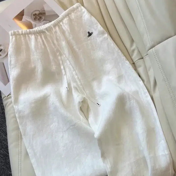 [BUNJANG] Vivienne Westwood Linen Wide Pants - White / 비비안 웨스트우드 린넨 와이드 팬츠 / 화이트