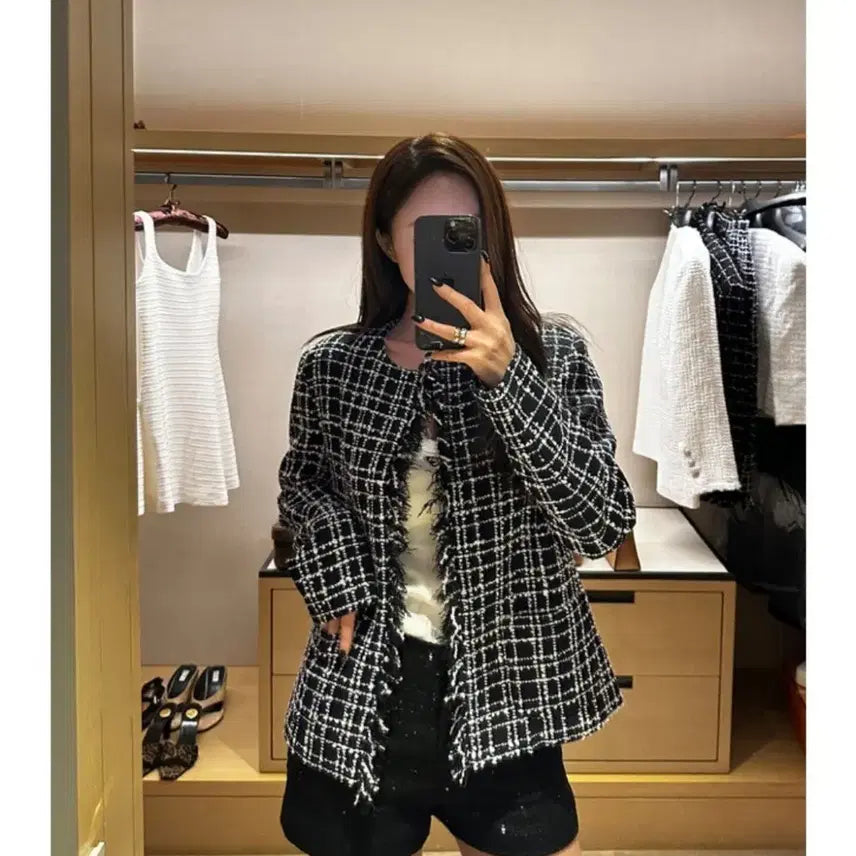 [BUNJANG] The Row Fringe Tweed Jacket Navy / 더로앙 프린지 트위드 자켓 s 네이비