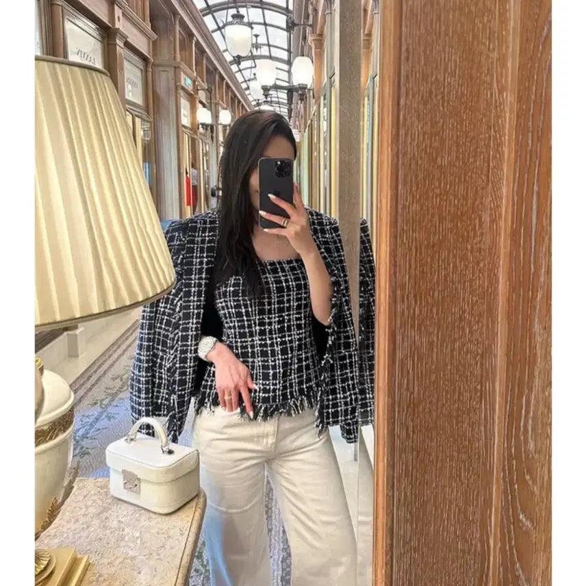 [BUNJANG] The Row Fringe Tweed Jacket Navy / 더로앙 프린지 트위드 자켓 s 네이비