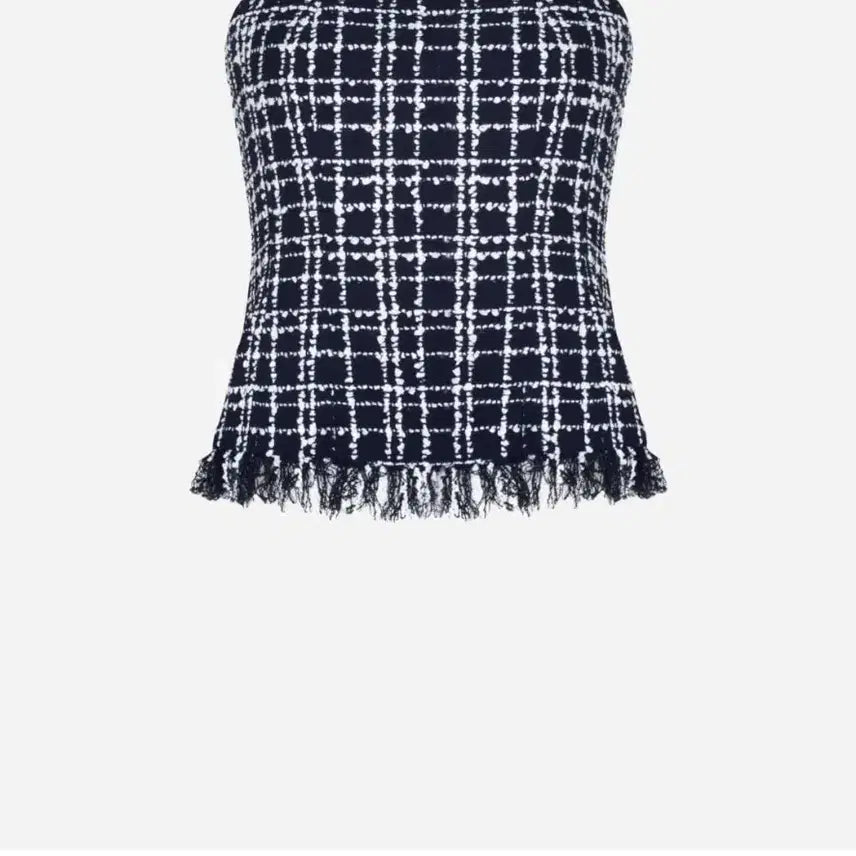 [BUNJANG] The Row Fringe Tweed Classic Top - Navy / 더로랑 프린지 트위드클래식 탑 m 네이비