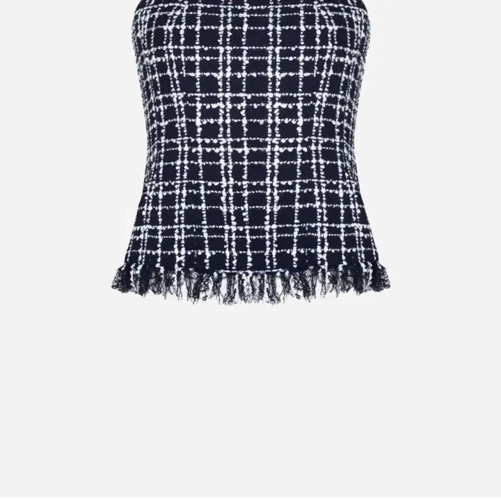 [BUNJANG] The Row Fringe Tweed Classic Top - Navy / 더로랑 프린지 트위드클래식 탑 m 네이비