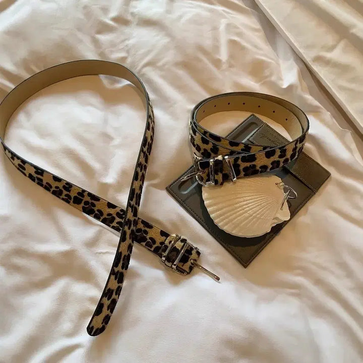 [BUNJANG] Leopard Print Faux Leather Belt / 레오파드 호피 패턴 여성 인조 가죽 갸루 벨트