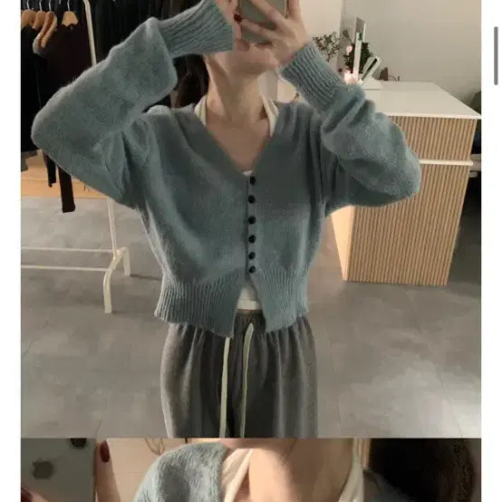 [BUNJANG] Onhau V-Neck Cardigan (Sky Blue) / Onhau 브이넥 가디건 하늘색(새상품)