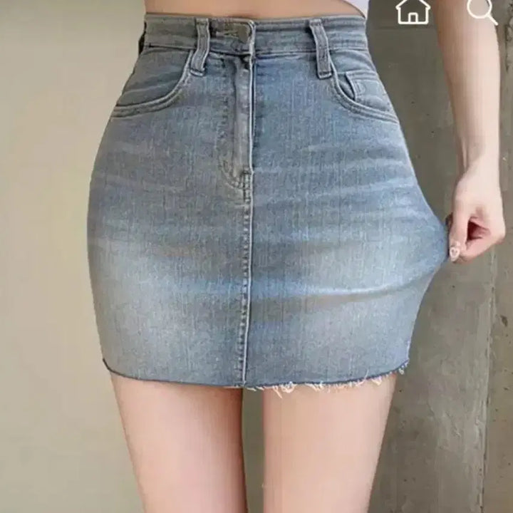 [BUNJANG] Light Wash Denim Mini Skirt / 연청 데님 미니스커트