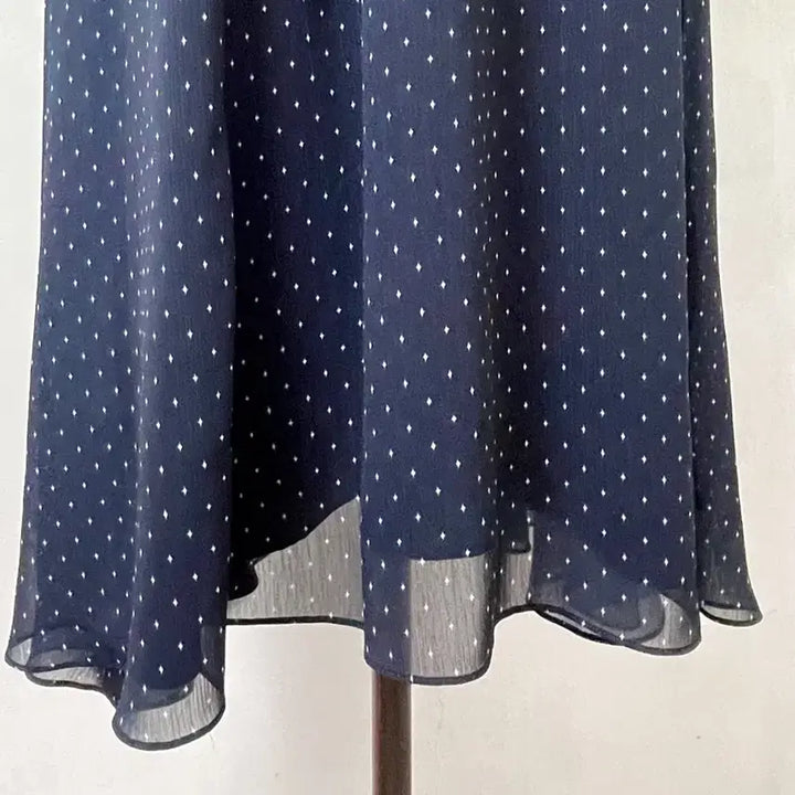 [BUNJANG] jj지고트 Navy Sheer Ruffle Long Dress / 지고트 네이비 시스루 쉬폰 셔링 프릴 롱 원피스 55