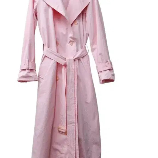 [BUNJANG] Pink Long Trench Coat / 핑크색 롱 트렌치 코트