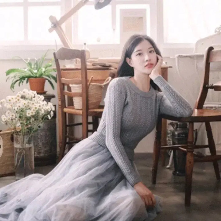 [BUNJANG] Milkcocoa Knit Long Dress (Beige) / 밀크코코아 니트 롱원피스(베이지)
