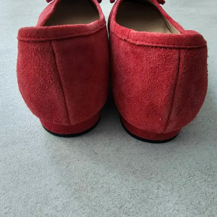 [BUNJANG] SLEEK Suede Ribbon Flat Shoes (Red) / SLEEK 스웨이드 리본 플랫슈즈 레드 (230)