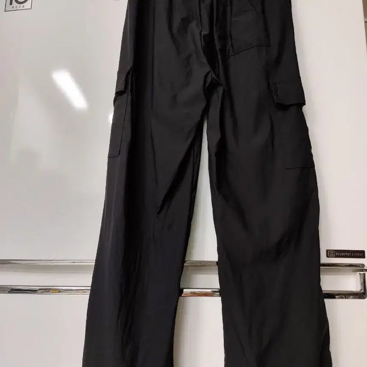 [BUNJANG] Black String Wide Cargo Pants / 블랙 스트링 와이드 카고 바지