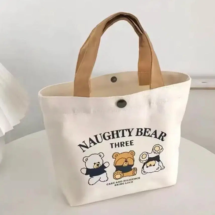 [BUNJANG] (무료배송) 곰돌이 캠버스 가방 똑딱이 에코백 / (무료배송) 곰돌이 캠버스 가방 똑딱이 에코백