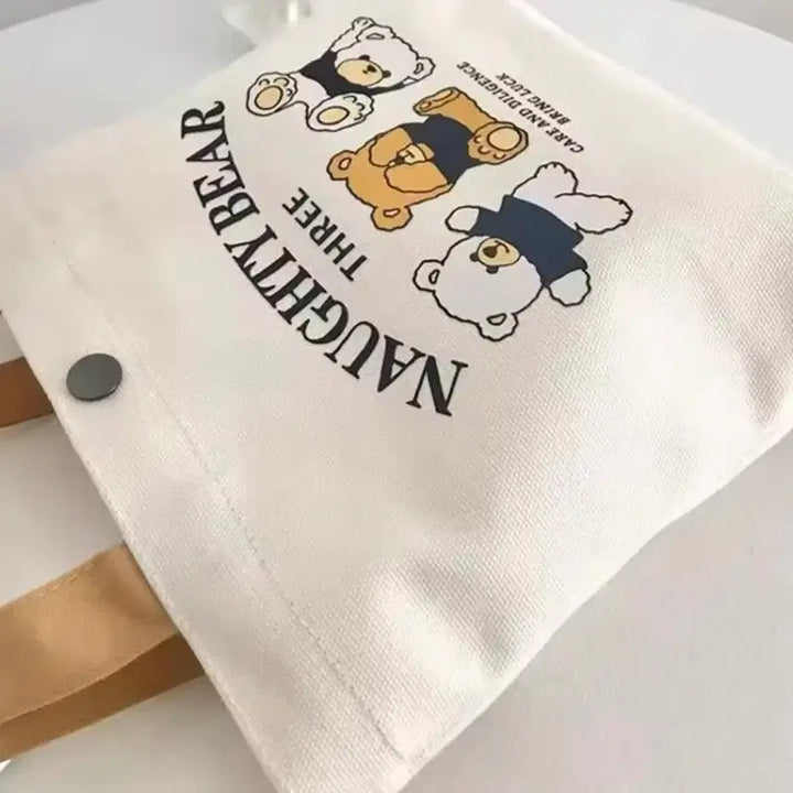 [BUNJANG] (무료배송) 곰돌이 캠버스 가방 똑딱이 에코백 / (무료배송) 곰돌이 캠버스 가방 똑딱이 에코백