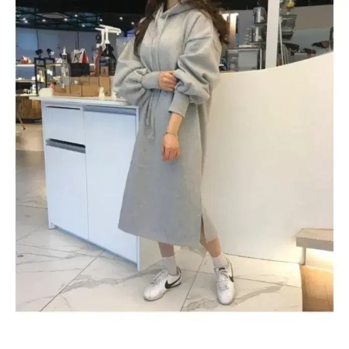 [BUNJANG] 기모 후드 롱원피스 / 기모 후드 롱원피스