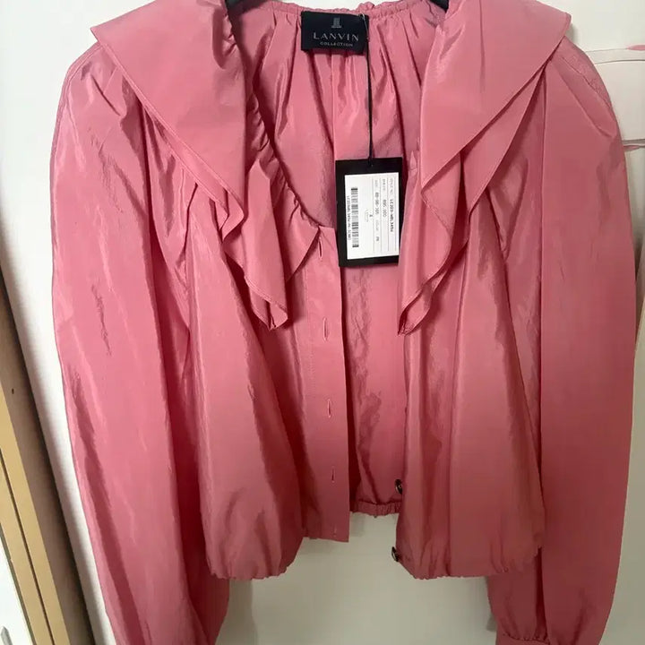 [SOLD OUT] 랑방컬렉션 실크 블렌드 프릴 칼라 블라우스 핑크 66 새상품