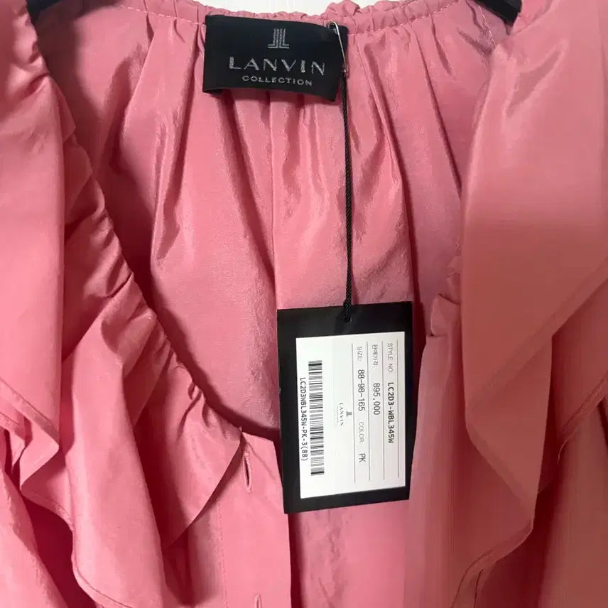 [SOLD OUT] 랑방컬렉션 실크 블렌드 프릴 칼라 블라우스 핑크 66 새상품