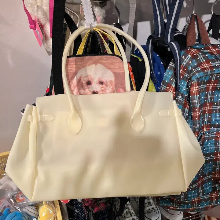 [BUNJANG] Jelly Birkin M Ivory PVC Bag / 젤리버킨 M 아이보리