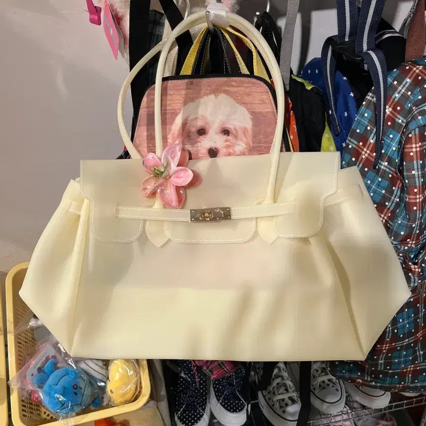 [BUNJANG] Jelly Birkin M Ivory PVC Bag / 젤리버킨 M 아이보리