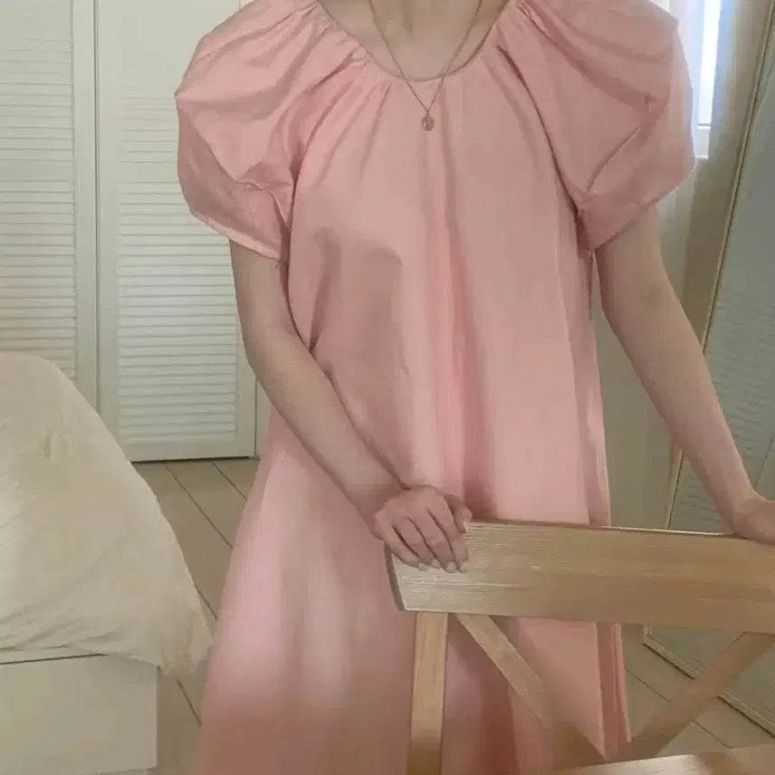 [SOLD OUT] 핑크 퍼프 반팔 원피스