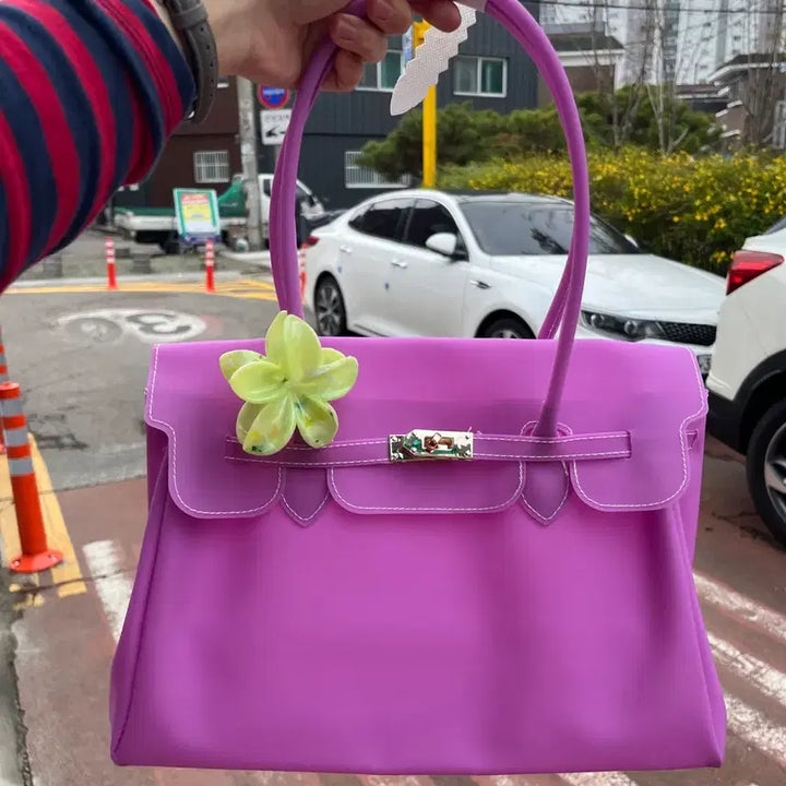 [BUNJANG] Jelly Birkin M Purple PVC Tote Bag / 젤리버킨 M 보라