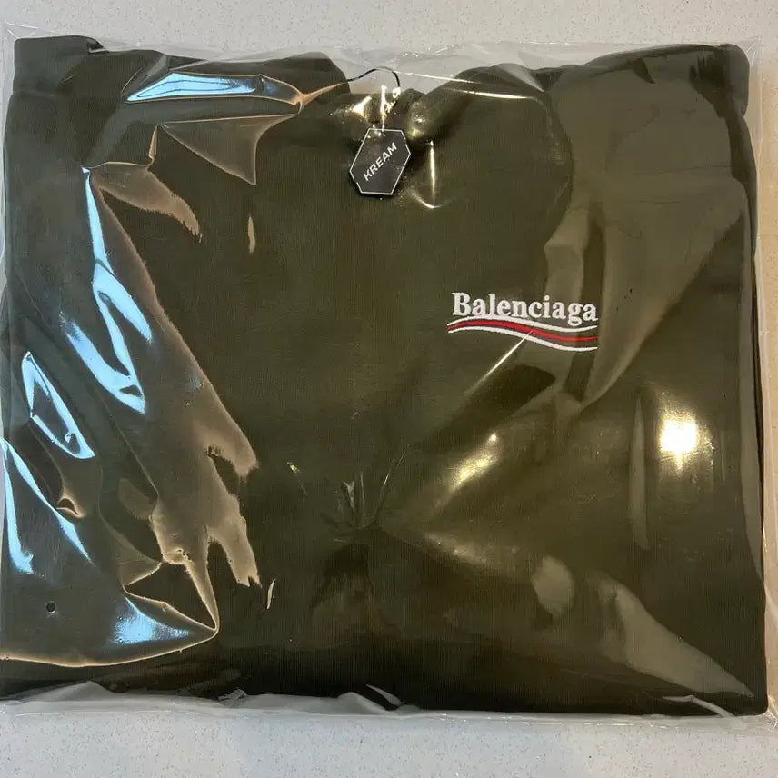[BUNJANG] Balenciaga Wave Logo Embroidered Hoodie Khaki / [극미중고,크림판,정품] 발렌시아가 웨이브로고 자수 후드 티셔츠 카키
