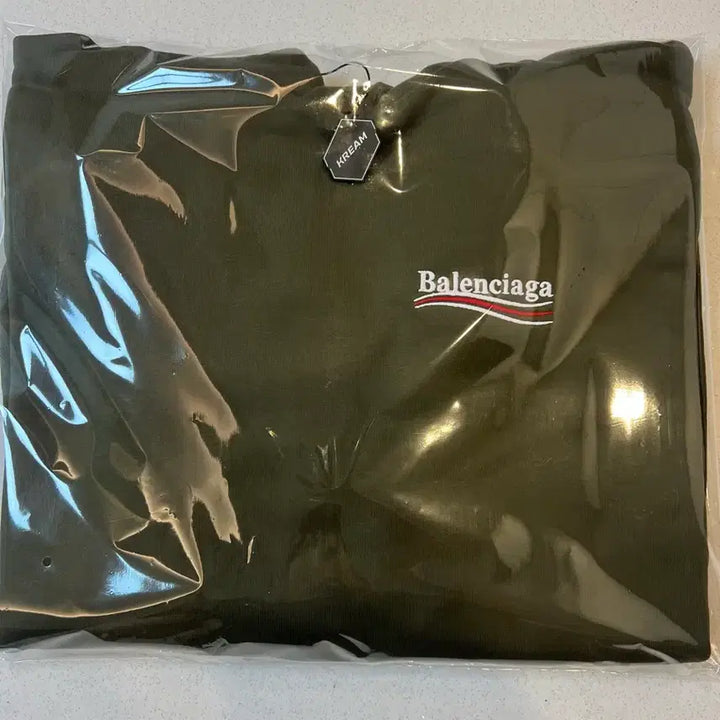 [BUNJANG] Balenciaga Wave Logo Embroidered Hoodie Khaki / [극미중고,크림판,정품] 발렌시아가 웨이브로고 자수 후드 티셔츠 카키