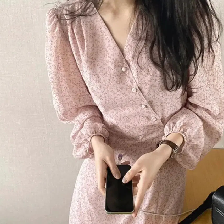 [SOLD OUT] 리얼코코 쉬폰 플라워롱원피스 쉬폰원피스