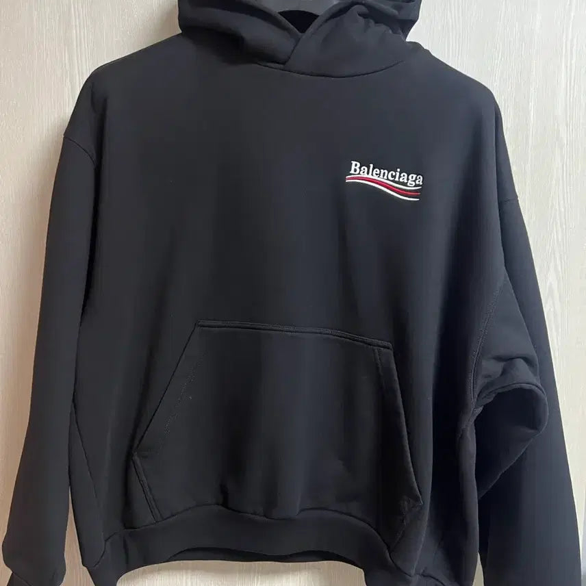 [BUNJANG] Balenciaga Wave Logo Embroidered Hoodie (Black) / [극미중고,구매내역,풀구성] 발렌시아가 웨이브로고 자수 후드 블랙