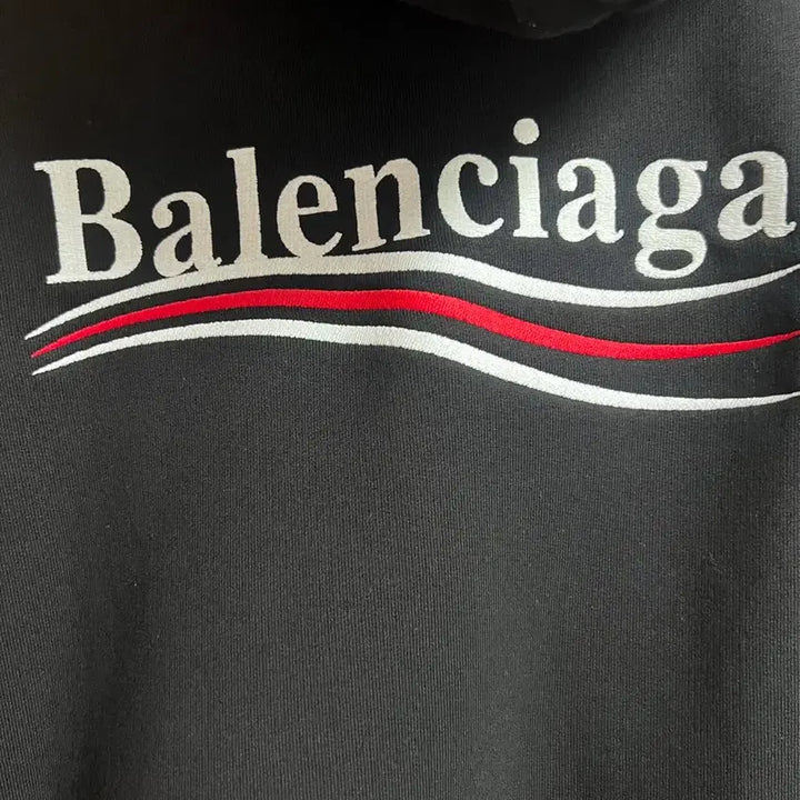 [BUNJANG] Balenciaga Wave Logo Embroidered Hoodie (Black) / [극미중고,구매내역,풀구성] 발렌시아가 웨이브로고 자수 후드 블랙