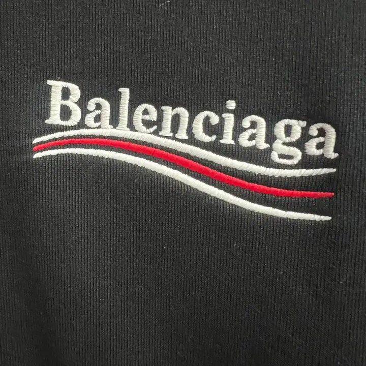 [BUNJANG] Balenciaga Wave Logo Embroidered Hoodie (Black) / [극미중고,구매내역,풀구성] 발렌시아가 웨이브로고 자수 후드 블랙
