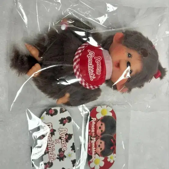 [BUNJANG] Amuse Monchhichi Doll Keyring + Hair Sheet Set / 어뮤즈 몬치치 인형 키링+헤어시트 2개 세트