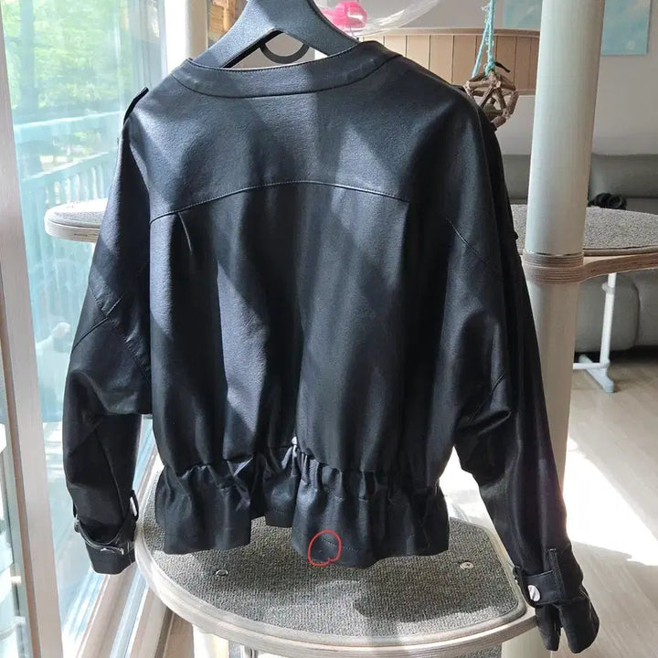 [BUNJANG] Ninth Step Semi-Crop Leather Jacket / 나인스텝 세미크롭 가죽자켓 레더 숏자켓