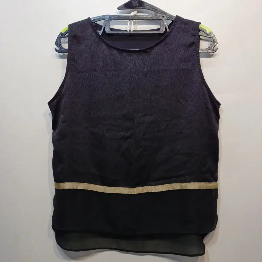 [BUNJANG] Black Pattern Layered Sleeveless Blouse / 블랙 패턴 레이어드 민소매 블라우스85사이즈 여름  64199