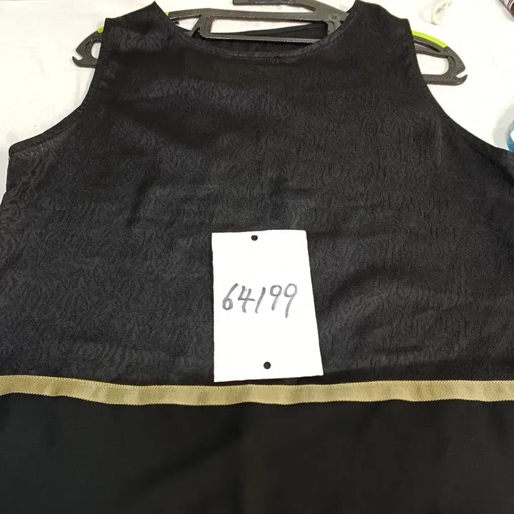 [BUNJANG] Black Pattern Layered Sleeveless Blouse / 블랙 패턴 레이어드 민소매 블라우스85사이즈 여름  64199