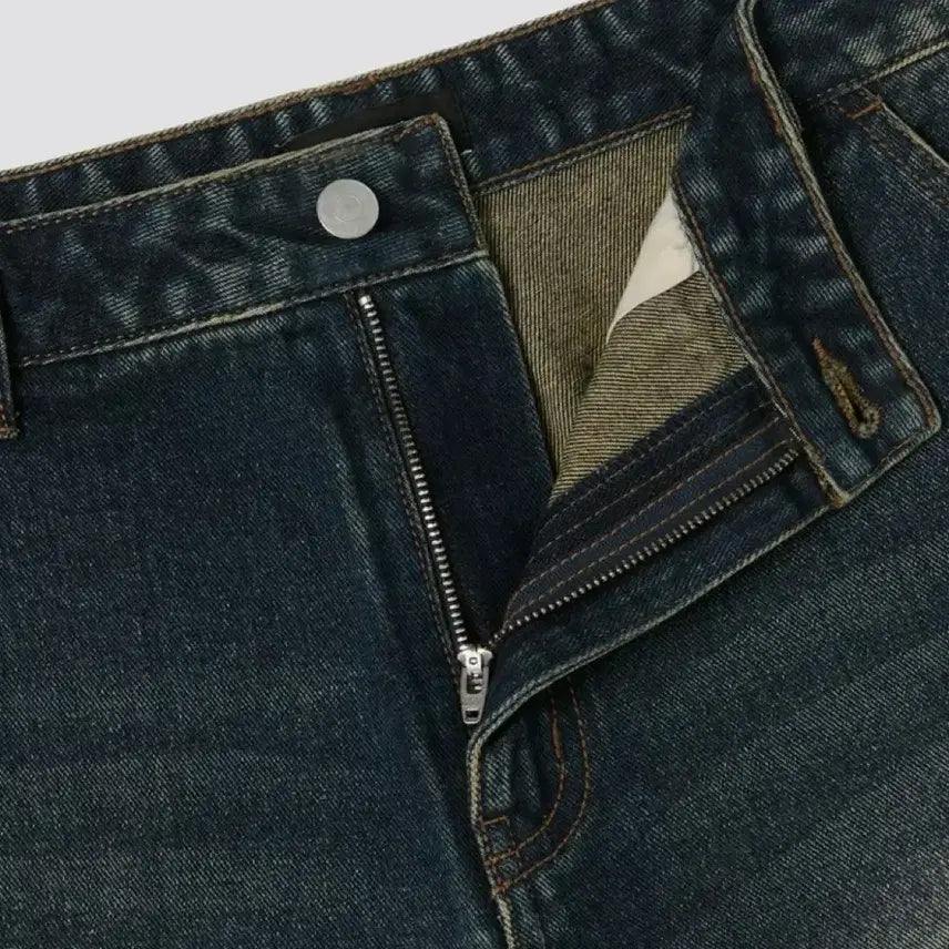 [BUNJANG] Musinsa Standard Big Brush Carpenter Bermuda Denim Pants / 무탠다드 빅 브러쉬 카펜터 버뮤다 데님 팬츠 [옐로우 다크 블루]