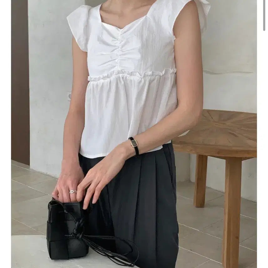 [BUNJANG] Kremme White Blouse / 크렘므 화이트 블라우스